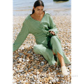 2021 Vintage Green Little Slit Women's Pants